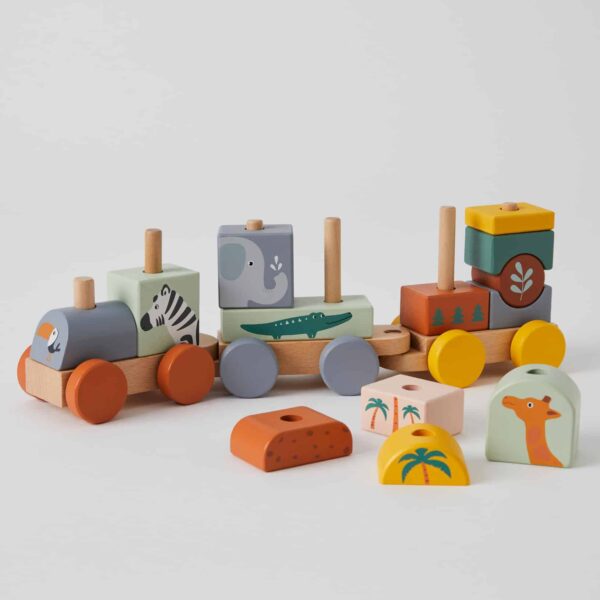 Children's Wooden Animal Train Set