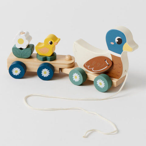 Duck Pull Along Wooden Train Set