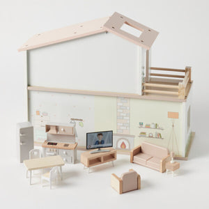 Zookabee 2 Story Wooden Kids Dolls House With Furniture