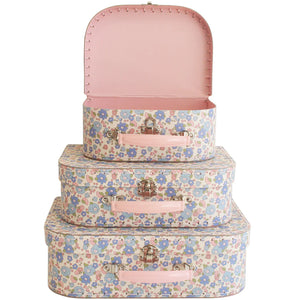 Liberty Blue Floral Print Set of Three Carry Cases
