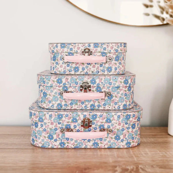 Liberty Blue Floral Print Set of Three Carry Cases
