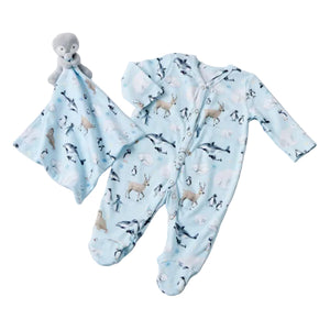 Jiggle & Giggle Aurora Babies Romper Suit and Penguin Comforter Gift Set