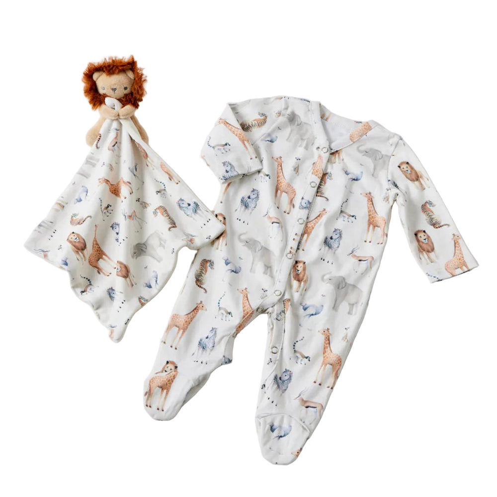 Jiggle & Giggle Zambezi Babies Romper Suit and Lion Comforter Gift Set