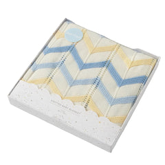 Blue / Lemon Zig Zag Cotton Knit Baby Blanket