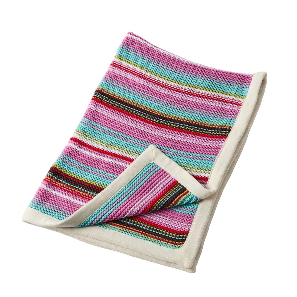 Jiggle & Giggle Confetti Pink Cotton Knit Baby Blanket-Pink Stripe