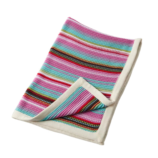 Jiggle & Giggle Confetti Pink Cotton Knit Baby Blanket-Pink Stripe