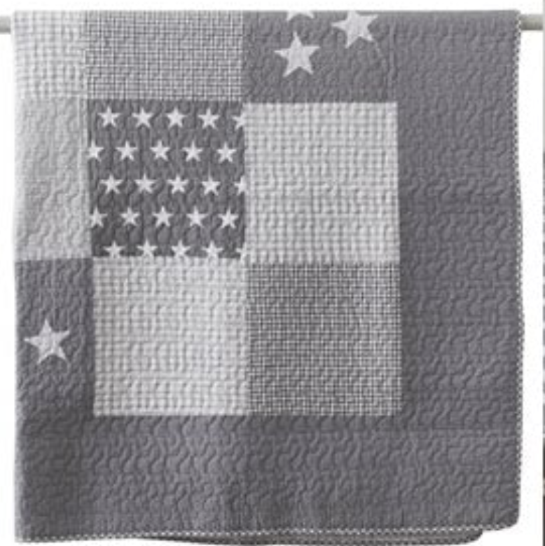 Lachlan Cotton Quilted Patchwork Hamptons Stars Throw Rug in Grey