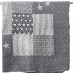 Lachlan Cotton Quilted Patchwork Hamptons Stars Throw Rug in Grey