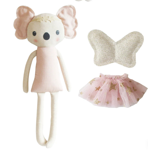 Pink Gold Fairy Alimrose Koala Children's Doll with Blush & Gold Tulle Tutu