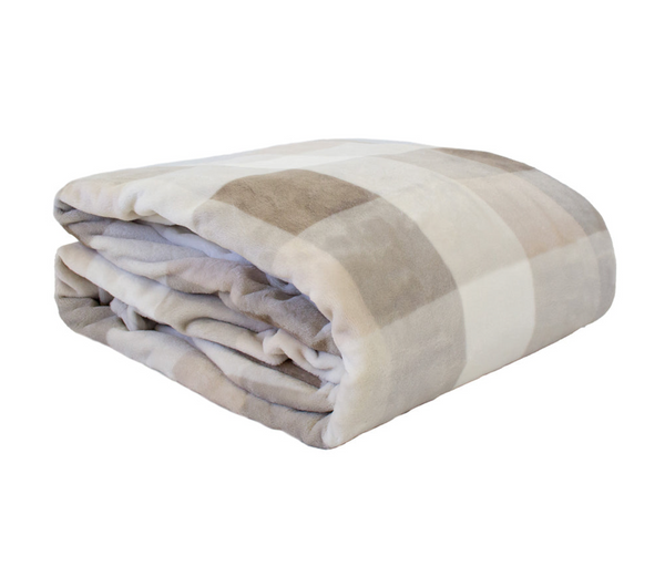 Charlie Nougat Check Ultra Plush Bambury Blanket