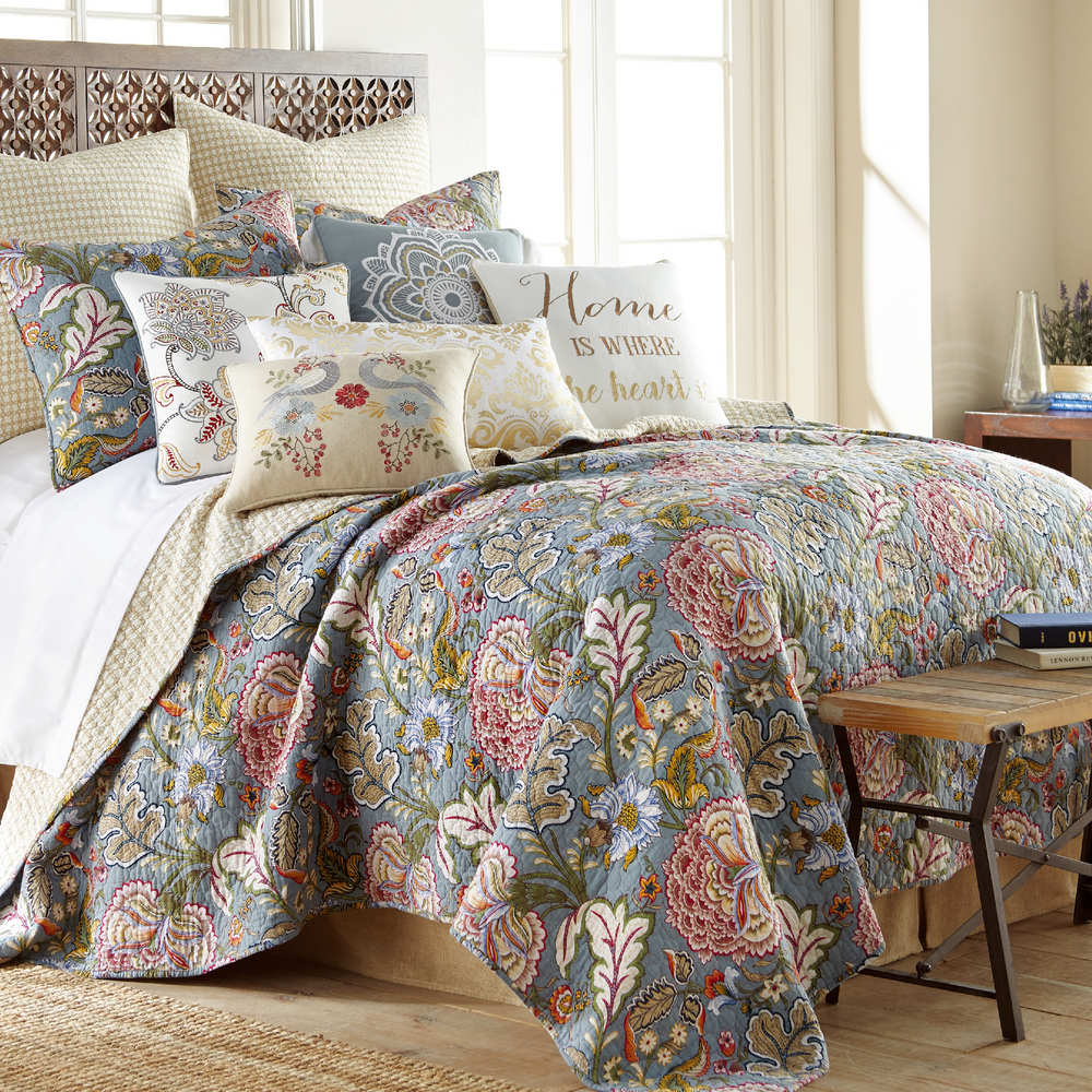 Angelina Floral Multi Quilted Coverlet Bedcover Set