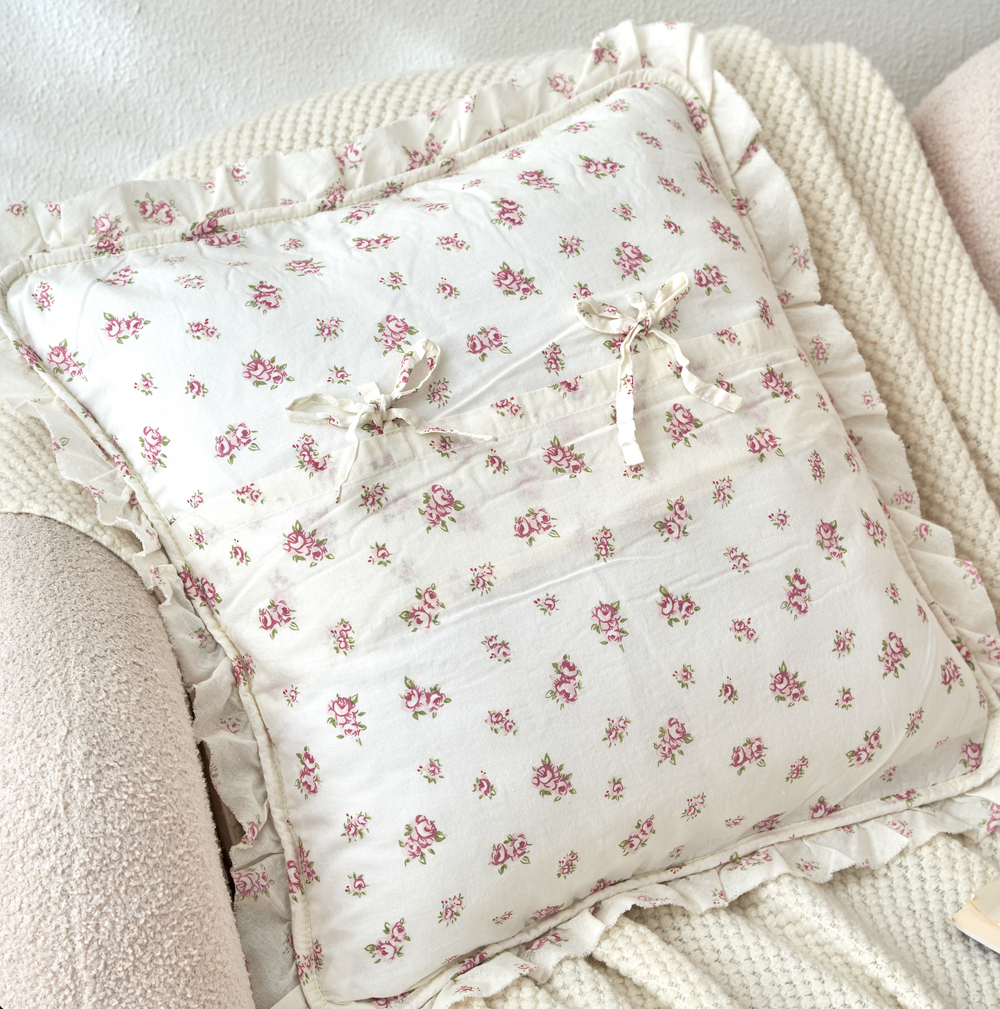 Sarah Rose Pink Florals Patchwork Quilted European Pillow Case
