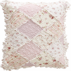 Sarah Rose Pink Florals Patchwork Quilted European Pillow Case