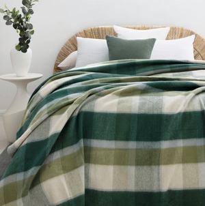 Nolan Wool Bamboo Blanket - Forest Check - King Size