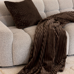 Juniper Chocolate Brown Channel Throw Rug Snuggle Blanket