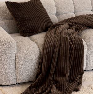 Juniper Chocolate Brown Channel Throw Rug Snuggle Blanket