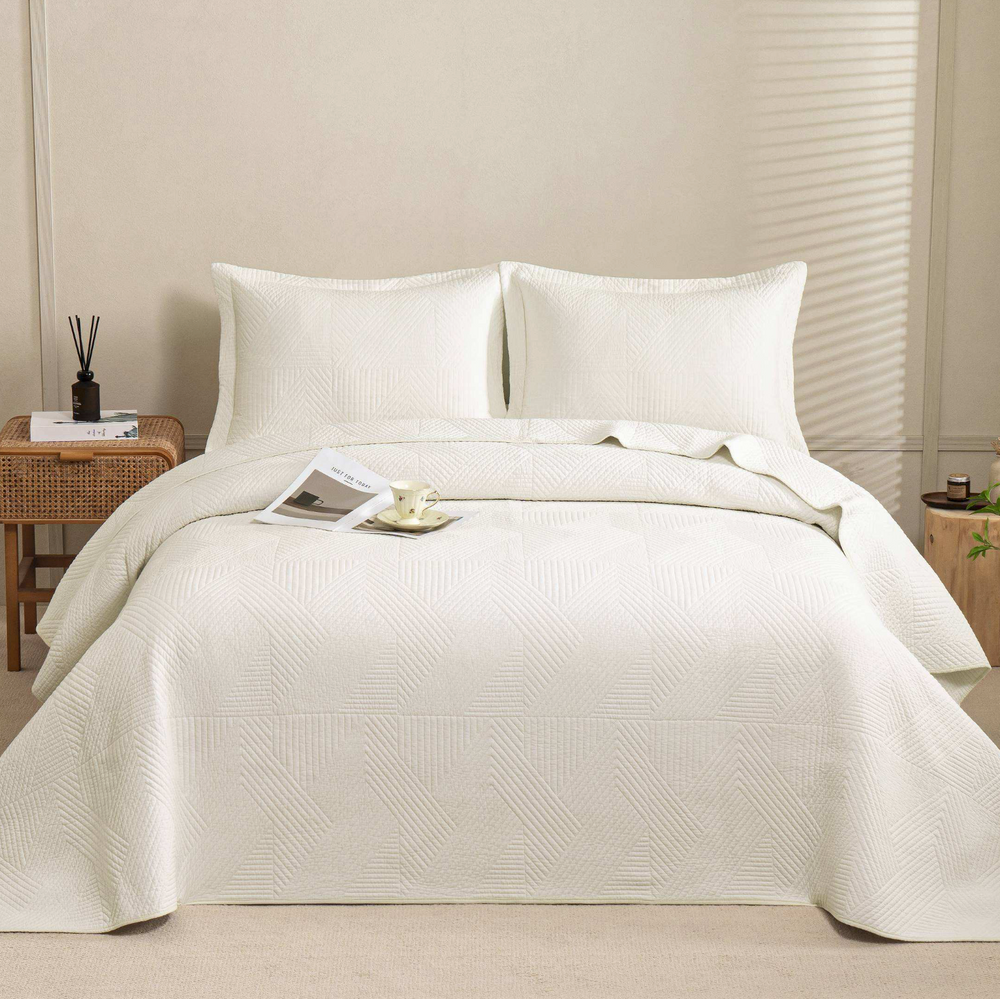 Ivory Willow Classic Quilts Geometric Quilted Coverlet Bedcover Set PRE-ORDER