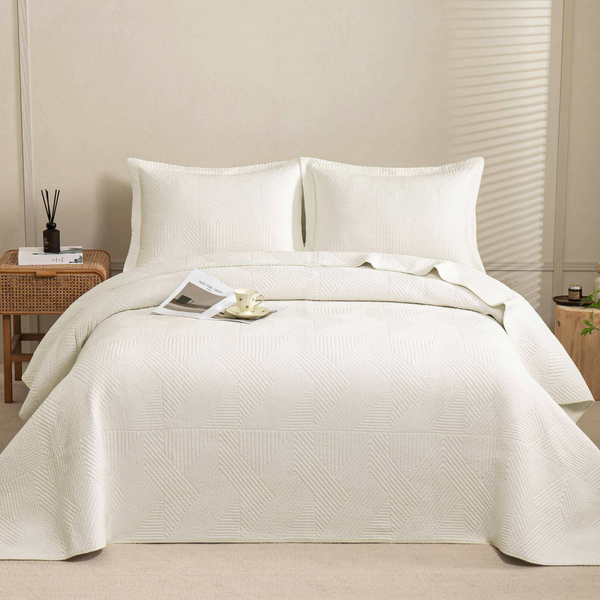 Ivory Willow Classic Quilts Geometric Quilted Coverlet Bedcover Set PRE-ORDER