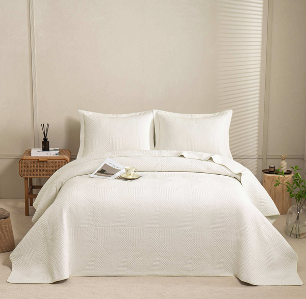 Ivory Willow Classic Quilts Geometric Quilted Coverlet Bedcover Set PRE-ORDER