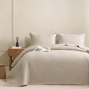 Sandstone Beige Classic Quilts Geometric Quilted Coverlet Bedcover Set PRE-ORDER