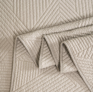 Sandstone Beige Classic Quilts Geometric Quilted Coverlet Bedcover Set PRE-ORDER