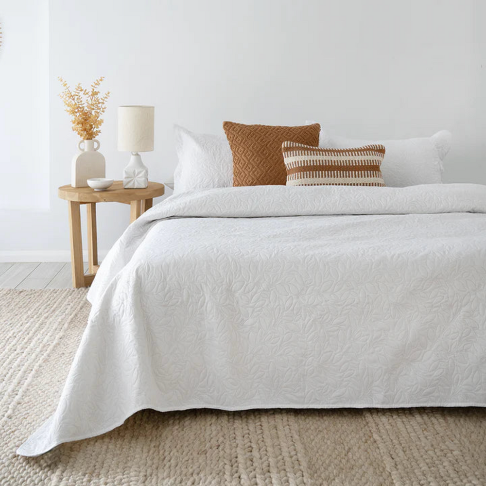 Botanica White Coverlet Bedcover Set.