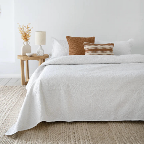 Botanica White Coverlet Bedcover Set.