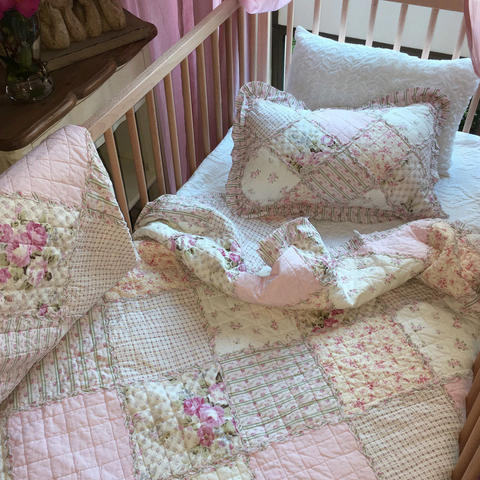 Tara Floral Patchwork Cot Quilt and Decorator Cushion Set