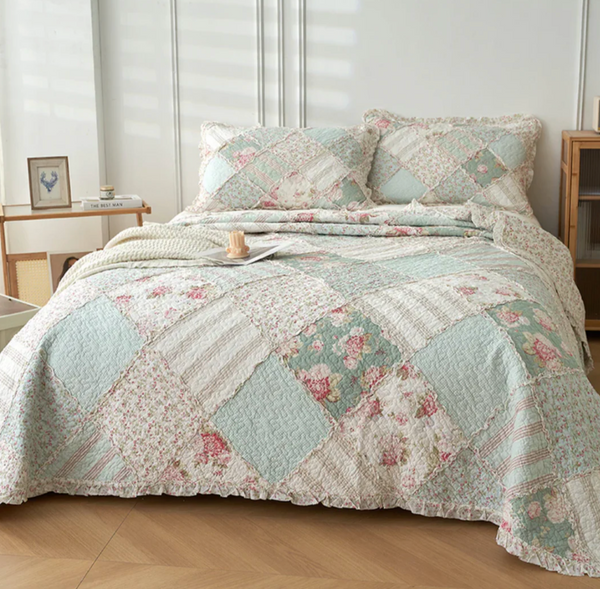 Country Charm Patchwork Quilted European Pillow Case