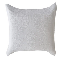 Boutique White Embroidered Quilted European Pillow Case