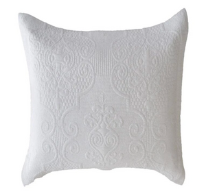Boutique White Embroidered Quilted European Pillow Case