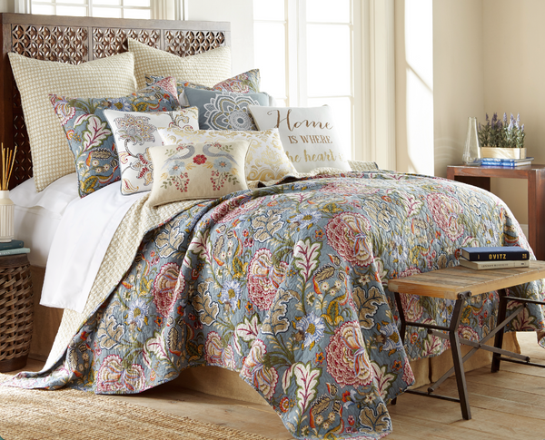 Angelina Floral Multi Quilted Coverlet Bedcover Set