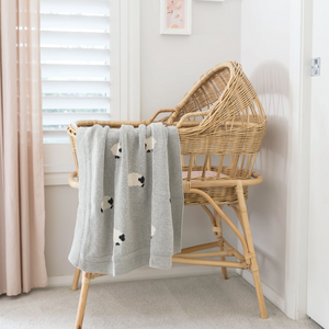 Baa Baa Grey Lamb Alimrose Cotton Knit Baby Blanket