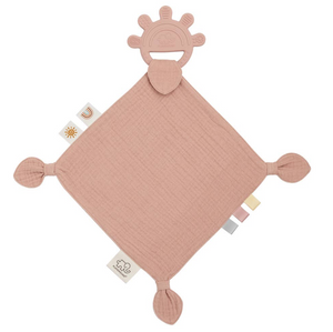 Silicone Muslin Comfort Teether - Rose Pink, Sage Green, Steel Blue