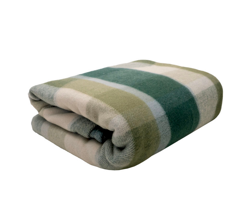 Nolan Wool Bamboo Blanket - Forest Check - Double / Queen Size