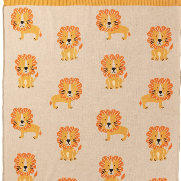 Indus Design Leo Lion Cotton Knit Baby Blanket
