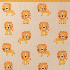 Indus Design Leo Lion Cotton Knit Baby Blanket