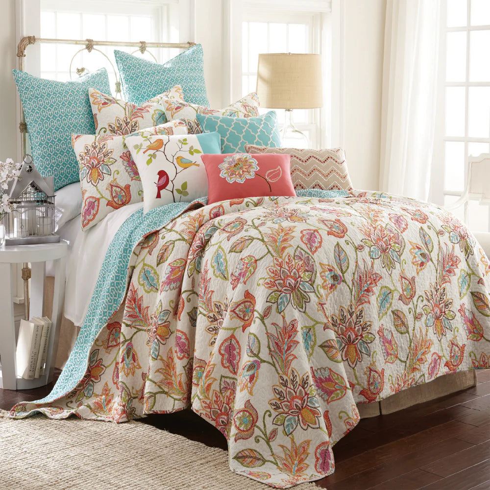 Sophia Floral Multi Quilted Coverlet Bedcover Set