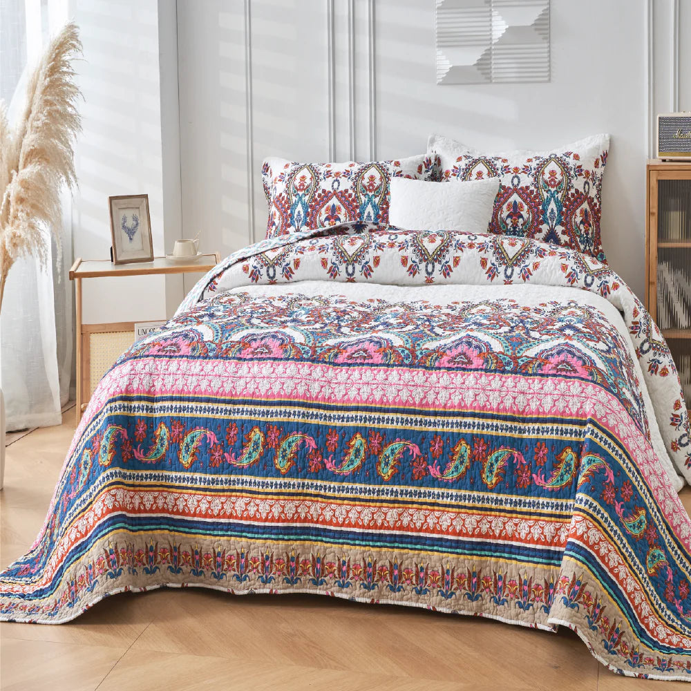 St Claire Cotton Quilted Coverlet Bedcover Set Available in 4 Sizes