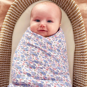 Muslin Swaddle Baby Wrap- Liberty Blue