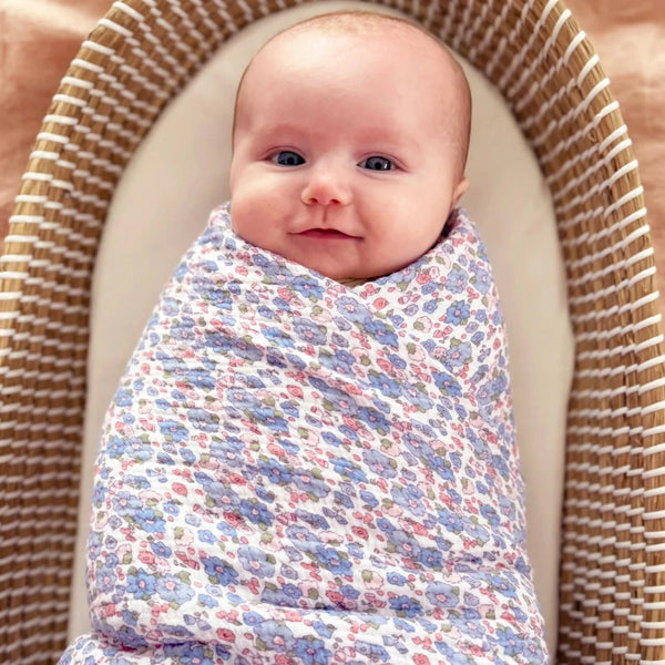 Muslin Swaddle Baby Wrap- Liberty Blue