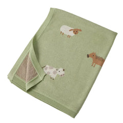Jiggle & Giggle Barnyard Buddies Knitted Baby Blanket - Green