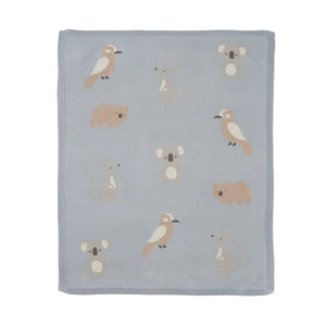 Jiggle & Giggle Australiana Knitted Baby Blanket - Blue