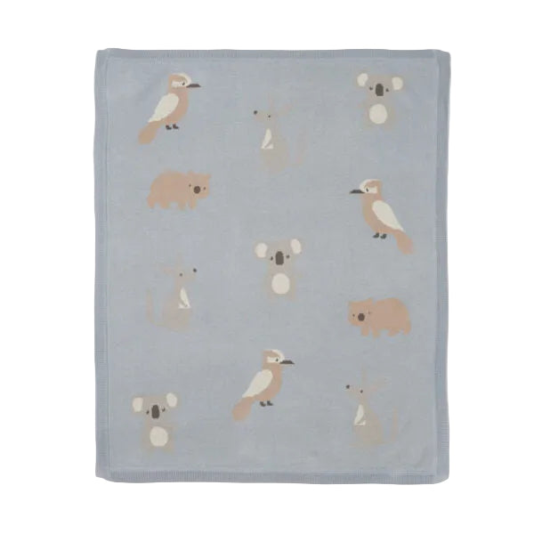 Jiggle & Giggle Australiana Knitted Baby Blanket - Blue