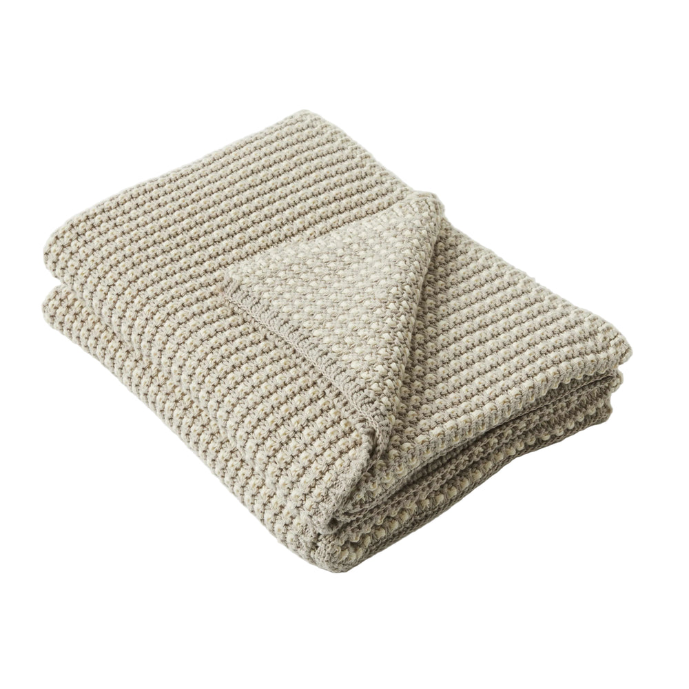 Baxter Taupe & Cream Cotton Knit Throw R ug