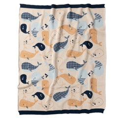 Wilbur Whale Baby Blanket Cotton Knit Gift Boxed Newborn Gift Idea