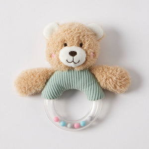 Jiggle & Giggle Hugglies Teddy Bear Baby Rattle - Blue Sage