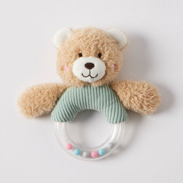 Jiggle & Giggle Hugglies Teddy Bear Baby Rattle - Blue Sage