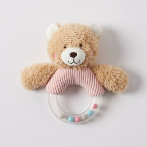 Jiggle & Giggle Hugglies Teddy Bear Baby Rattle - Pink
