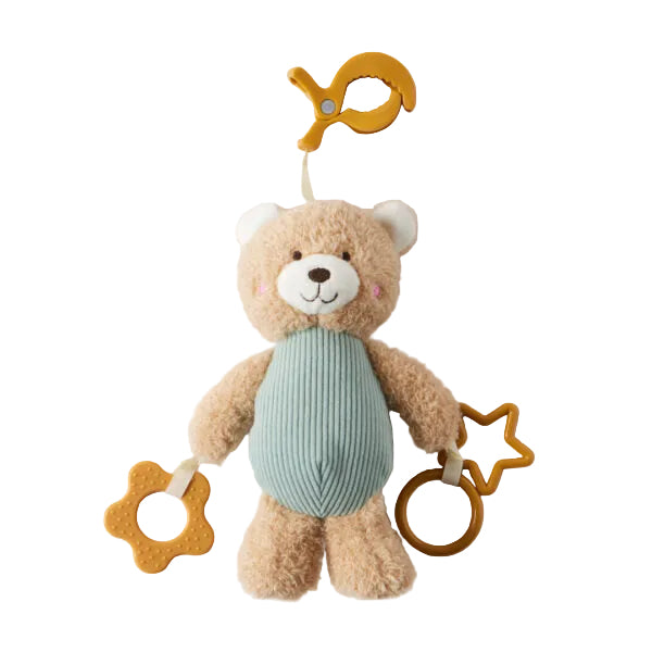 Jiggle & Giggle Hugglies Teddy Bear Clip On Pram Toy - Sage Green